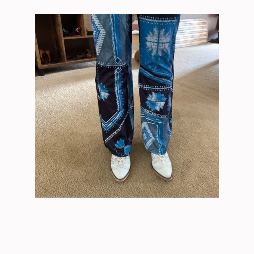 Western blue and black bell bottom pants NEW in bag - Picture 8 of 8